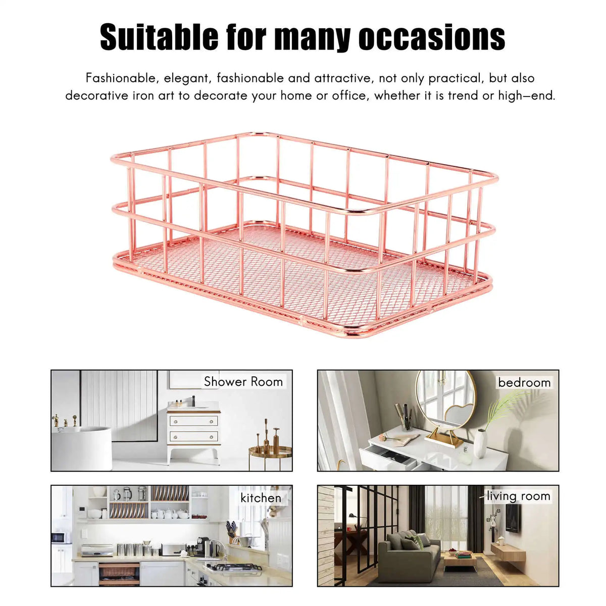 Rose Gold Metal Storage Basket