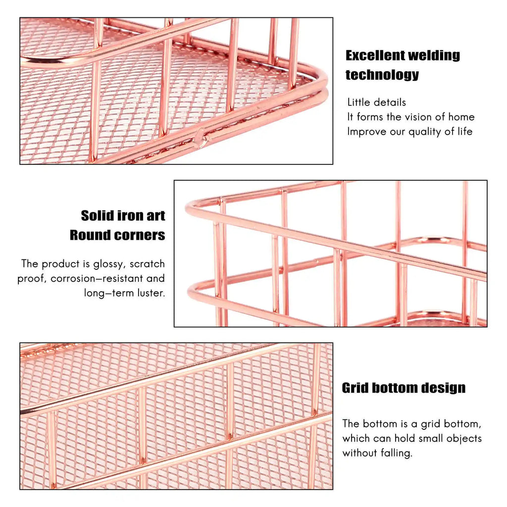 Rose Gold Metal Storage Basket