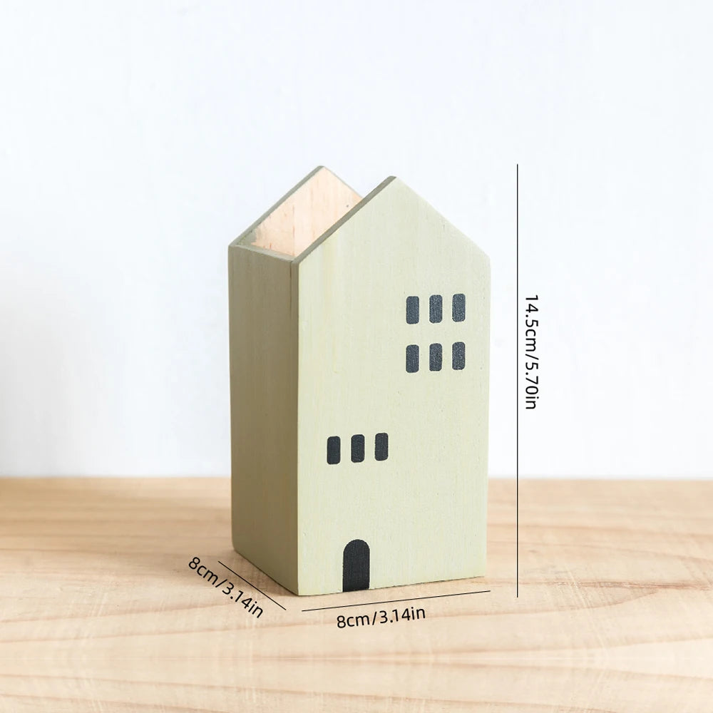 Wooden House Desktop Organiser