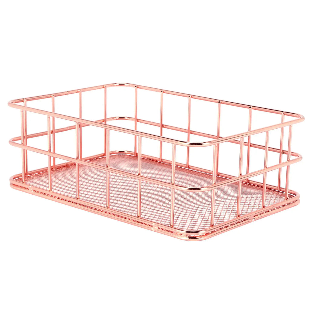 Rose Gold Metal Storage Basket
