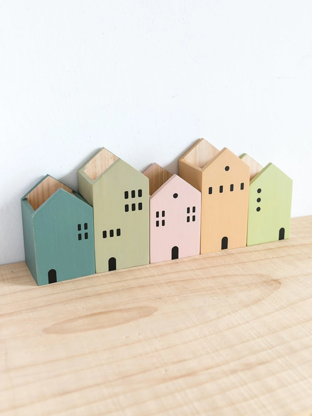 Wooden House Desktop Organiser