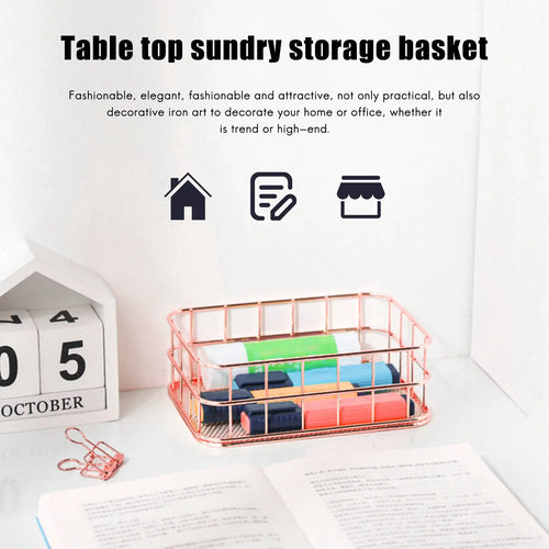 Rose Gold Metal Storage Basket